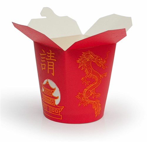 Коробка чайна-бокс для WOK, 500 мл, круглое дно, "Золотой дракон" - фото 26589