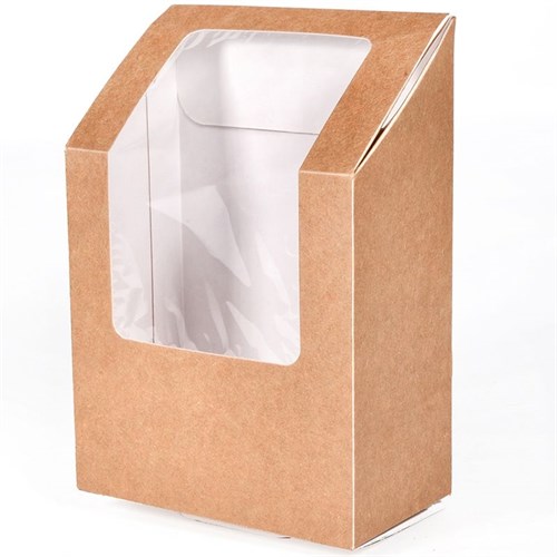 Бумажная упаковка для роллов с окном 450 мл 90х50х130 мм - фото 26864