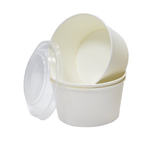 Круглый бумажный контейнер для салата, 720 мл, белый, d=136 мм - фото 26965