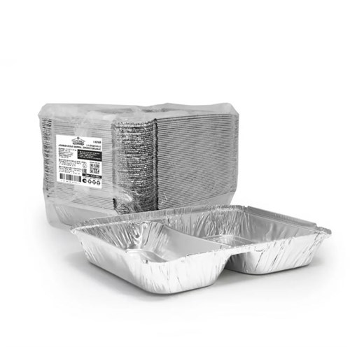 Форма алюминиевая 840 мл, прямоугольная, L-край, 2 секции, 227х177х30 мм, (х50/400) - фото 27022