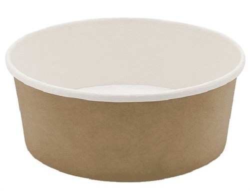 Контейнер бумажный для салата 750 мл, d=150 мм, Крафт напечатанный - фото 27057