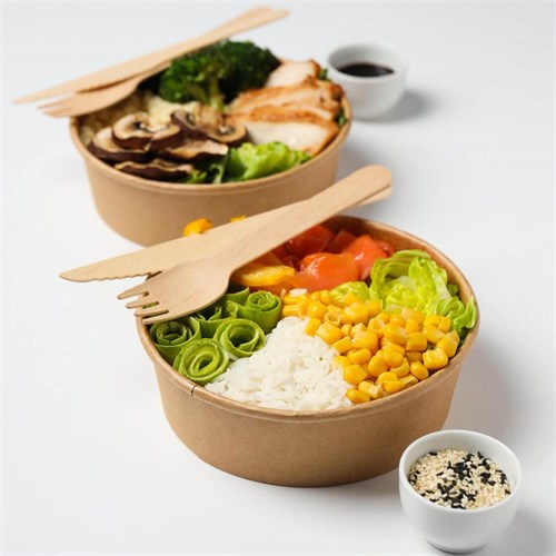 Бумажный салатник Kraft Round 1100 мл, d=185 мм, 300 шт - фото 27098