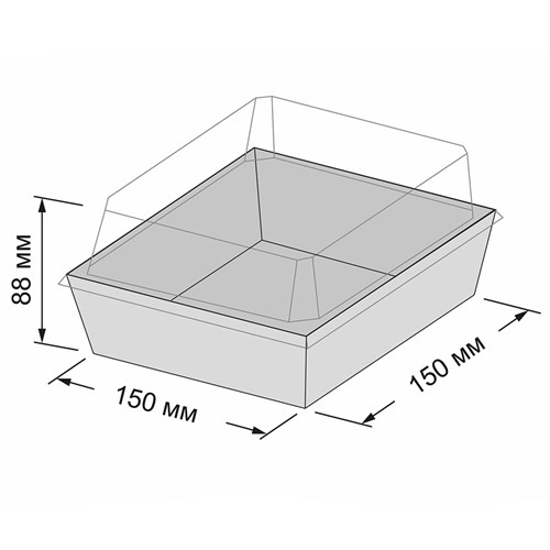 Контейнер бумажный Ant Box Kraft с крышкой 750 мл, 150x150x80 мм, 300 шт - фото 27246