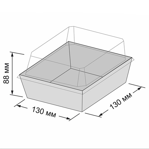 Контейнер бумажный Ant Box White с крышкой 650 мл, 130x130x80 мм, 300 шт - фото 27319