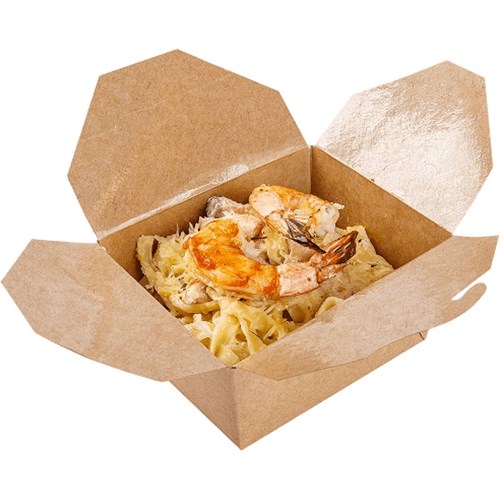 Ланчбокс бумажный складной Lunch Box Kraft 600 мл, 135x115x65 мм, 375 шт - фото 27342