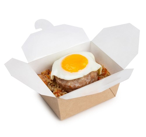 Контейнер бумажный 600 мл 110х90х65мм FOLD BOX Крафт/Белый OSQ, 450 шт - фото 27363