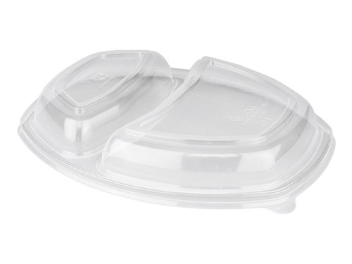 Крышка к овальному контейнеру 2 секции, СпК-257К-2 257х202, h=25мм, прозрачная, 300 шт - фото 27489