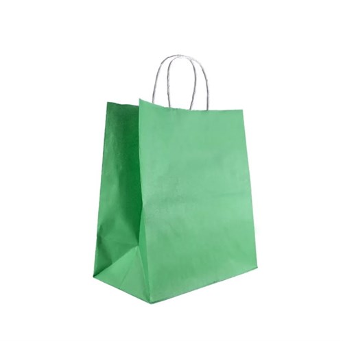 Пакет бумажный с кручеными ручками, зеленый, 240*140*280 мм, AVIORA, 300 шт - фото 27723