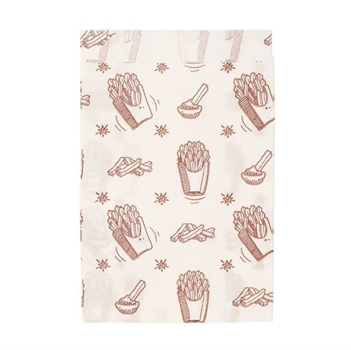 Пакет бумажный с рисунком "КАРТОШКА ФРИ", 175 х 110 + 50 мм, жиростойкий, белый, AVIORA, 100 шт/уп - фото 27753