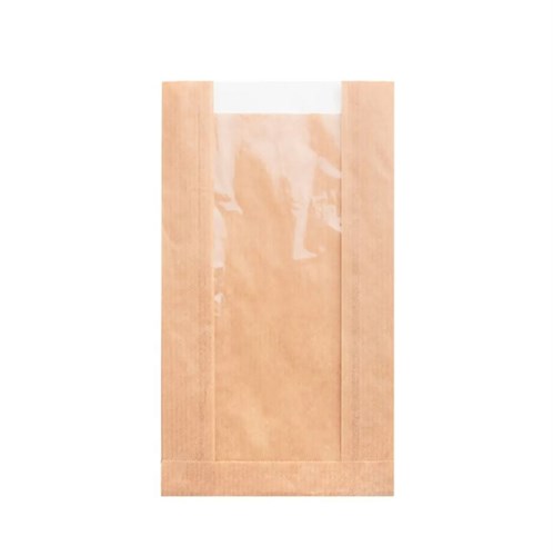 Пакет бумажный с окном под ВЫПЕЧКУ, 250 х 140 + 60 мм, крафт, коричневый, AVIORA, 100 шт/уп - фото 27764