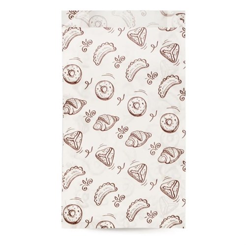 Пакет бумажный с рисунком "ВЫПЕЧКА", 250 х 140 + 60 мм, жиростойкий, белый, AVIORA, 100 шт/уп - фото 27766