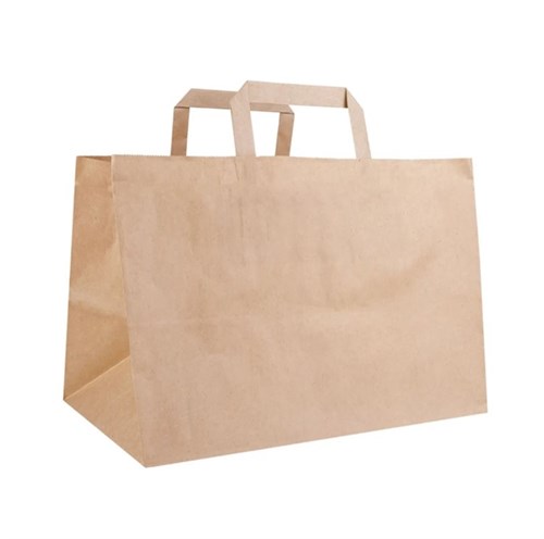 Пакет бумажный с плоскими ручками, крафт, 320*200*220 мм, AVIORA, 300 шт - фото 27819