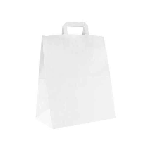 Пакет бумажный с плоскими ручками, белый, 320*200*370 мм, AVIORA, 200 шт - фото 27823