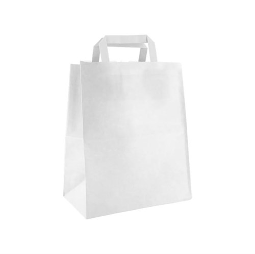 Пакет бумажный с плоскими ручками, белый, 240*140*280 мм, AVIORA, 300 шт - фото 27824