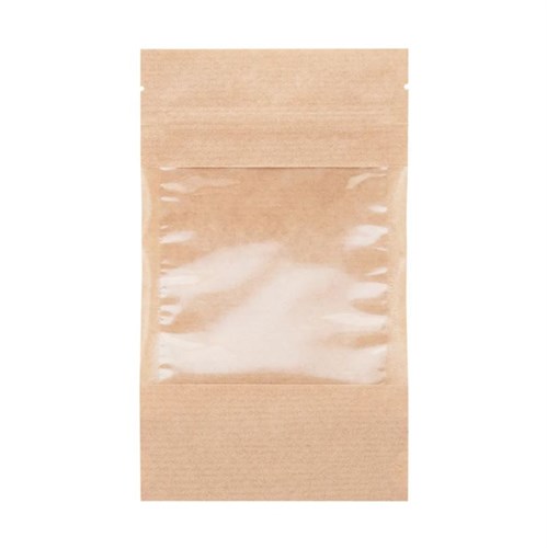 Пакет дой-пак бумажный с замком зип-лок (Бумага/СPP), 110 х 185 + (35+35) мм, с окном 90 мм, 100 шт/уп, AVIORA - фото 27862