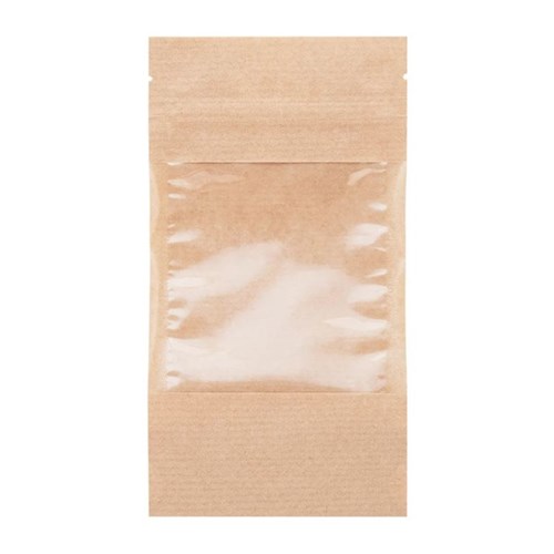 Пакет дой-пак бумажный с замком зип-лок (Бумага/СPP), 100 x 185 + (30+30) мм, с окном 90 мм, 100 шт/уп, AVIORA - фото 27865