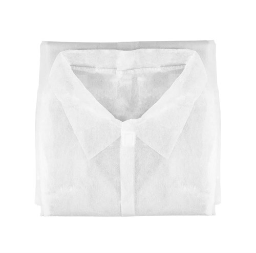 Халат одноразовый белый на липучке, р.52-56 (XXL), 25 г/м2, 10 шт. в уп., AVIORA - фото 27976