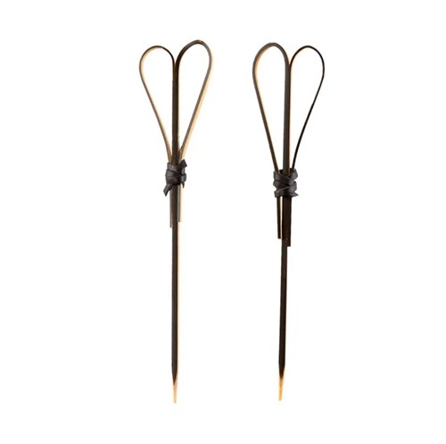 Декоративные пики из бамбука "УЗЕЛКИ-СЕРДЕЧКИ" черные, 120 мм, 100 шт. в пакете, AVIORA - фото 28036