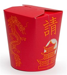 Коробка чайна-бокс для WOK, 500 мл, круглое дно, "Золотой дракон"