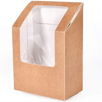 Бумажная упаковка для роллов с окном 450 мл 90х50х130 мм