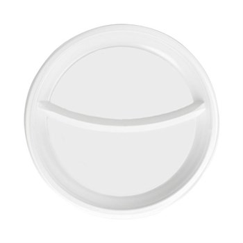 Тарелка d=205 мм пластиковая PS, Белая, 100 шт, 2-х секционная