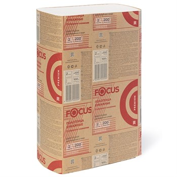 Полотенца бумажные листовые Focus Premium 5083802 Z-слож. 2-х сл. растворимые 200 л 20 шт.