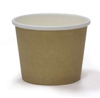 Круглый бумажный контейнер для супа, 300 мл, крафт / белый, d=98 мм