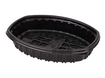 Контейнер овальный для курицы СпК-258, 258х202, h=48мм, черный, 240 шт