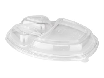 Крышка к овальному контейнеру 3 секции, СпК-257К-3 257х202, h=25мм, прозрачная, 300 шт