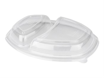 Крышка к овальному контейнеру 2 секции, СпК-257К-2 257х202, h=25мм, прозрачная, 300 шт