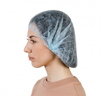 Одноразовая медицинская шапочка 'Шарлотта' голубая, панбонд, №100/1500 (№6)