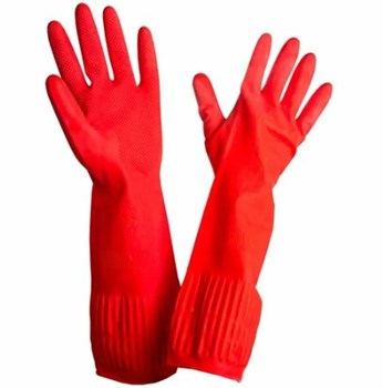 Хозяйственные перчатки резиновые с удлиненной манжетой, красные, 1 пара, р-р L, AVIORA, 402-940