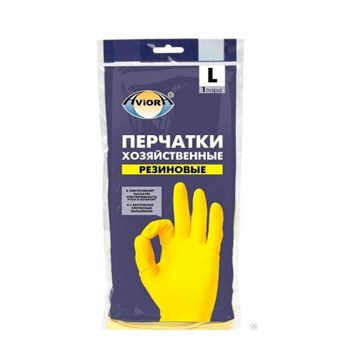 Перчатки хозяйственные, резиновые, 1 пара, размер L, AVIORA, 402-568