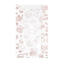 Пакет бумажный с окном с рисунком "ВЫПЕЧКА", 250 х 140 + 60 мм, жиростойкий, белый, AVIORA, 100 шт/уп