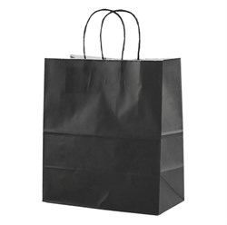 Пакет бумажный с кручеными ручками, чёрный, 240*140*280 мм, AVIORA, 300 шт