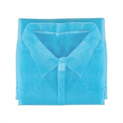 Халат одноразовый голубой на липучке, р.52-56 (XXL), 25 г/м2, 10 шт. в уп., AVIORA