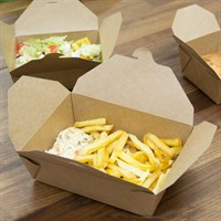 Ланчбокс бумажный складной Lunch Box Kraft 900 мл, 150x115x70 мм, 225 шт - фото 27339