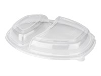 Крышка к овальному контейнеру 2 секции, СпК-257К-2 257х202, h=25мм, прозрачная, 300 шт - фото 27489