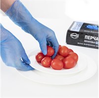 Перчатки виниловые, голубые, неопудренные, одноразовые, размер XL, 100 шт. в упаковке, AVIORA, 402-918 - фото 27593