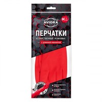Хозяйственные перчатки резиновые с удлиненной манжетой, красные, 1 пара, размер M, AVIORA, 402-939 - фото 27621