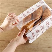 Пакет бумажный с рисунком "ХЛЕБ", 325 х 200 + 65 мм, с окном 110 мм, влагопрочный, белый, AVIORA, 50 шт/уп - фото 27738