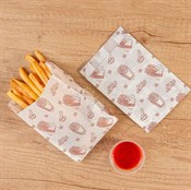 Пакет бумажный с рисунком "КАРТОШКА ФРИ", 175 х 110 + 50 мм, жиростойкий, белый, AVIORA, 100 шт/уп - фото 27754