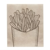 Пакет бумажный с рисунком "КАРТОШКА ФРИ", 115 x 100 + 30 мм, подпергамент жиропрочный, коричневый, AVIORA, 100 шт/уп - фото 27756