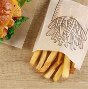 Пакет бумажный с рисунком "КАРТОШКА ФРИ", 115 x 100 + 30 мм, подпергамент жиропрочный, коричневый, AVIORA, 100 шт/уп - фото 27757