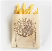 Пакет бумажный с рисунком "КАРТОШКА ФРИ", 115 x 100 + 30 мм, подпергамент жиропрочный, коричневый, AVIORA, 100 шт/уп - фото 27758