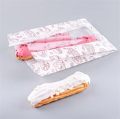 Пакет бумажный с окном с рисунком "ВЫПЕЧКА", 250 х 140 + 60 мм, жиростойкий, белый, AVIORA, 100 шт/уп - фото 27760