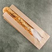 Пакет бумажный с окном под МИНИ-БАГЕТ, 300 х 100 + 50 мм, крафт, коричневый, AVIORA, 100 шт/уп - фото 27763