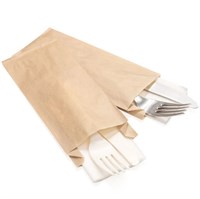 Пакет бумажный под СТОЛОВЫЕ ПРИБОРЫ, 200 х 80 + 20 мм, крафт, без печати, AVIORA, 100 шт/уп - фото 27780
