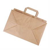 Пакет бумажный с плоскими ручками, крафт, 320*200*220 мм, AVIORA, 300 шт - фото 27821