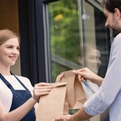 Крафт-пакет "навынос", 320 х 200 х 340 мм, 70 г./кв.м, прямоугольное дно - фото 27826